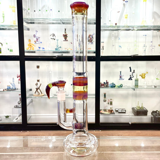 Green Belt Worked Hollow Foot Tube + Bowl Set - Amber Purple & Citrine