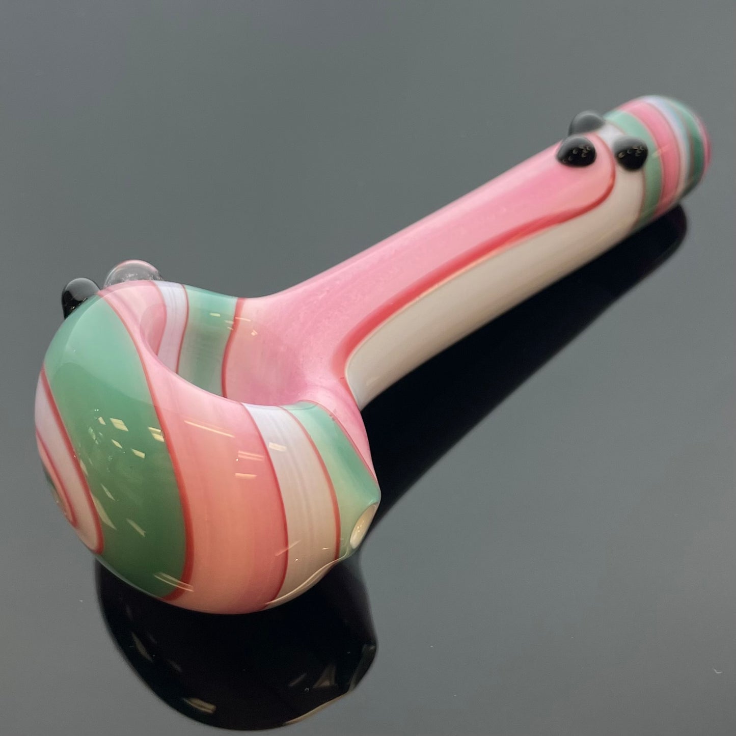 Unbranded 4.75" Cream Stripes w Marbles Glass Hand Pipe - Various Colours