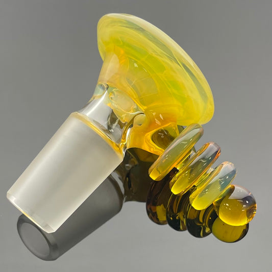 Red Heady Fully Accented 18mm 4 Hole Ray Gun Bowl - NS Yellow - #1