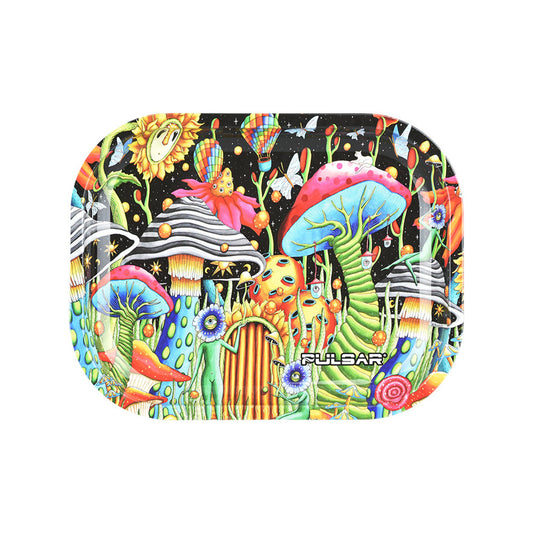 Pulsar 7" x 5.5" Mini Metal Rolling Tray - Garden of Cosmic Delights