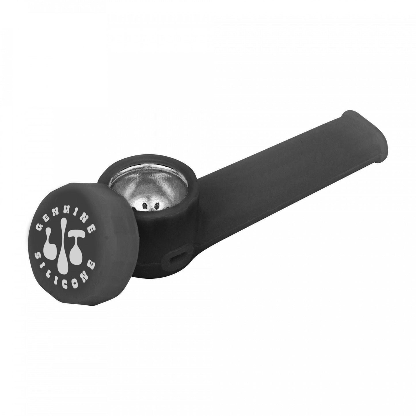 Lit 3.5" Silicone Hand Pipe w/ Metal Screen - Black