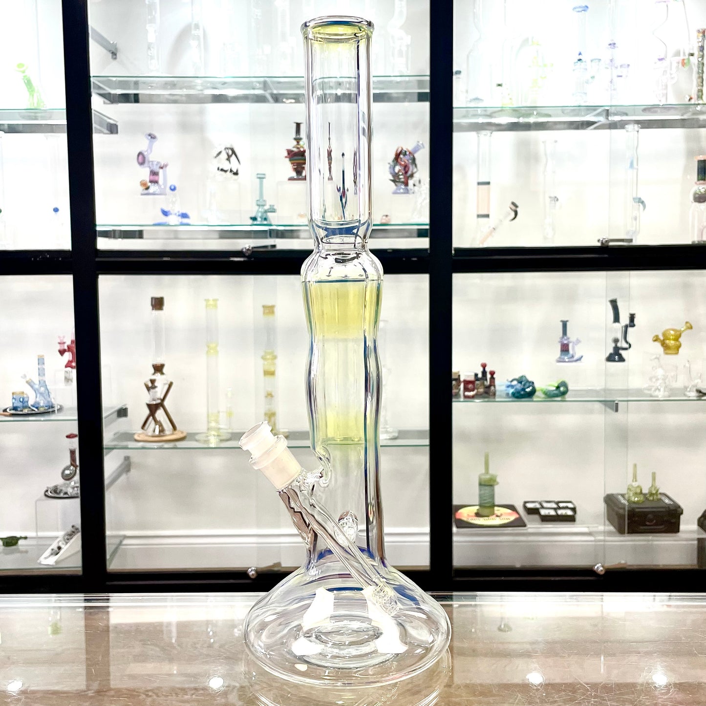 Mastah Glass Fumed 15" Hollow Foot Straight Tube w/ 18mm-14mm Stem