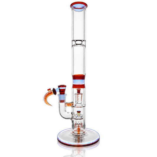 Jamms Full Accent Double Diamond Tube Set w/ Encalmo Midsection & Restriction, Matching Bowl & Poker - Moonstone & Ruby Slippers