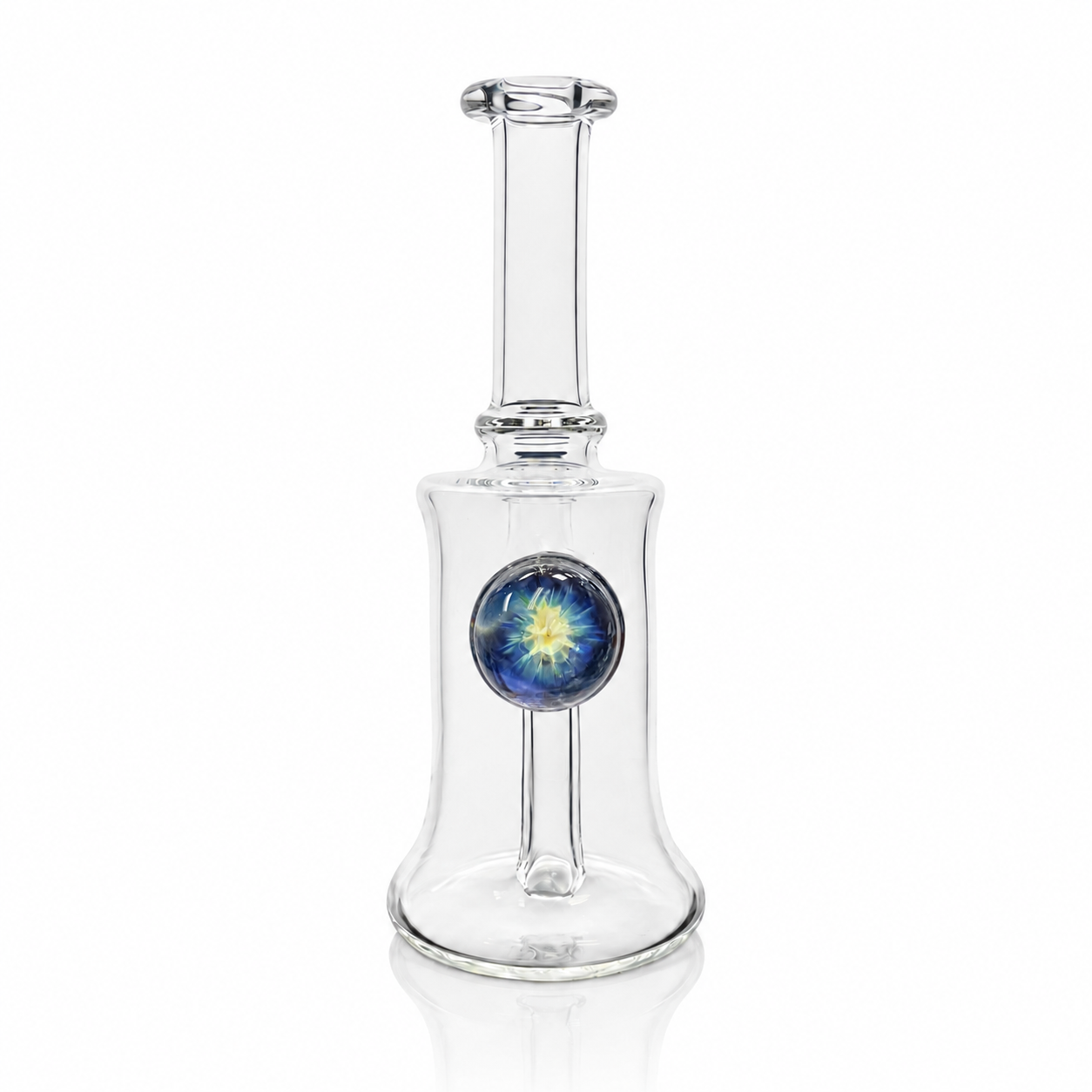 Clarks Glass 14mm Clear Bent Neck Mini Tube w/ Handmade Coloured Joint