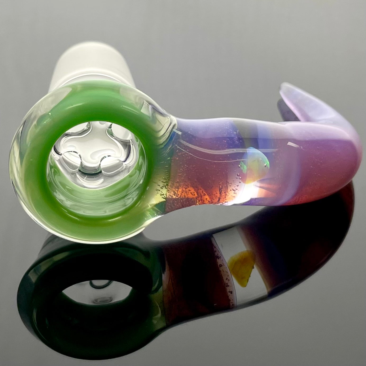 Green Belt Worked Stemline to Imperial + Bowl Set - Chromium & Pink Slyme w/ Opals