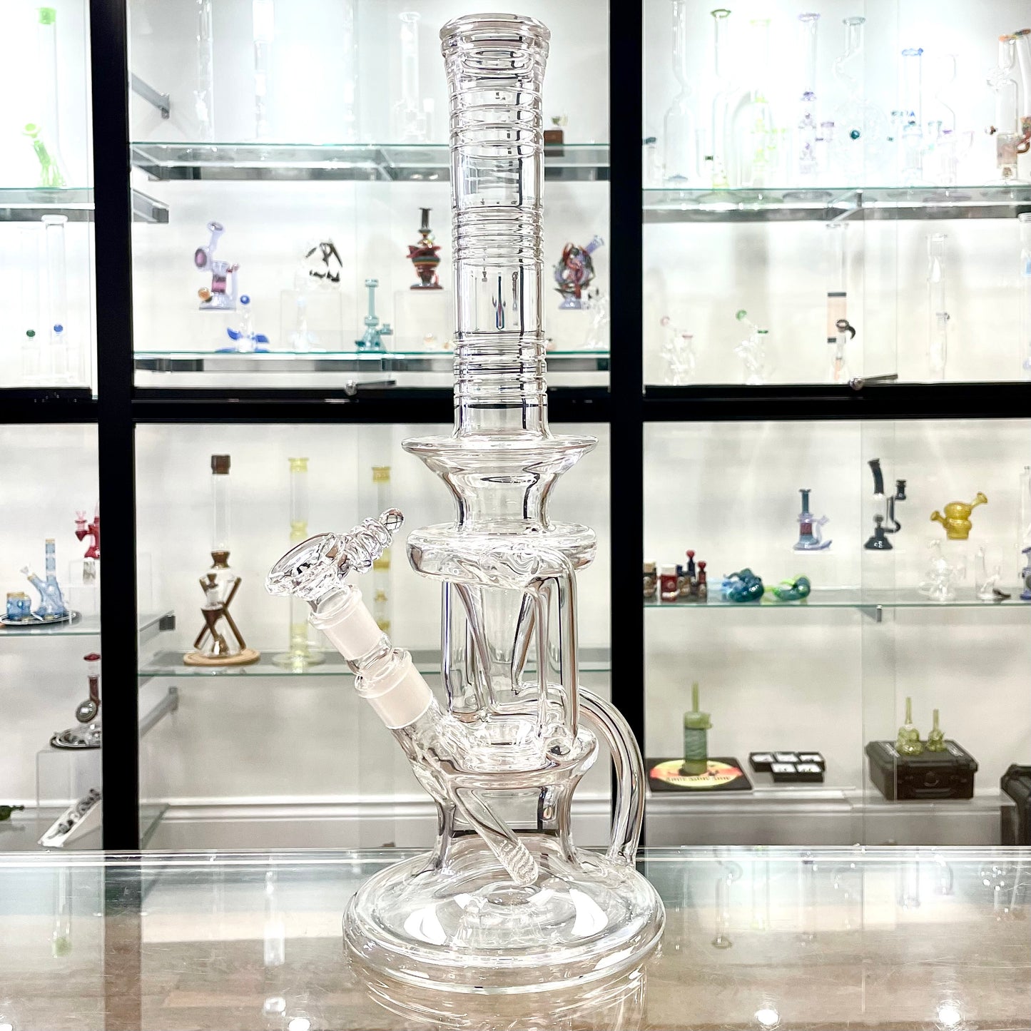 Red Heady Clear D.U.S.C. Recycling Tube w/ Lysergic Glass Art Downstem