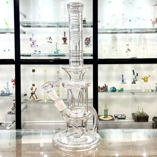 Red Heady Clear D.U.S.C. Recycling Tube w/ Lysergic Glass Art Downstem