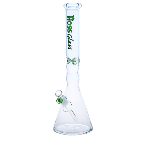 Hoss Glass 18" 5mm Beaker w/ Ice Pinches - Green