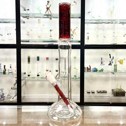 Mastah Glass Hollowfoot Frit Bong - Obsidian Rose