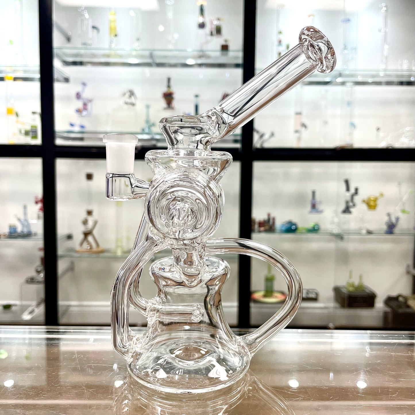 Mimzy V2 Clear Double Disc Full Scroller Recycler - 14mm