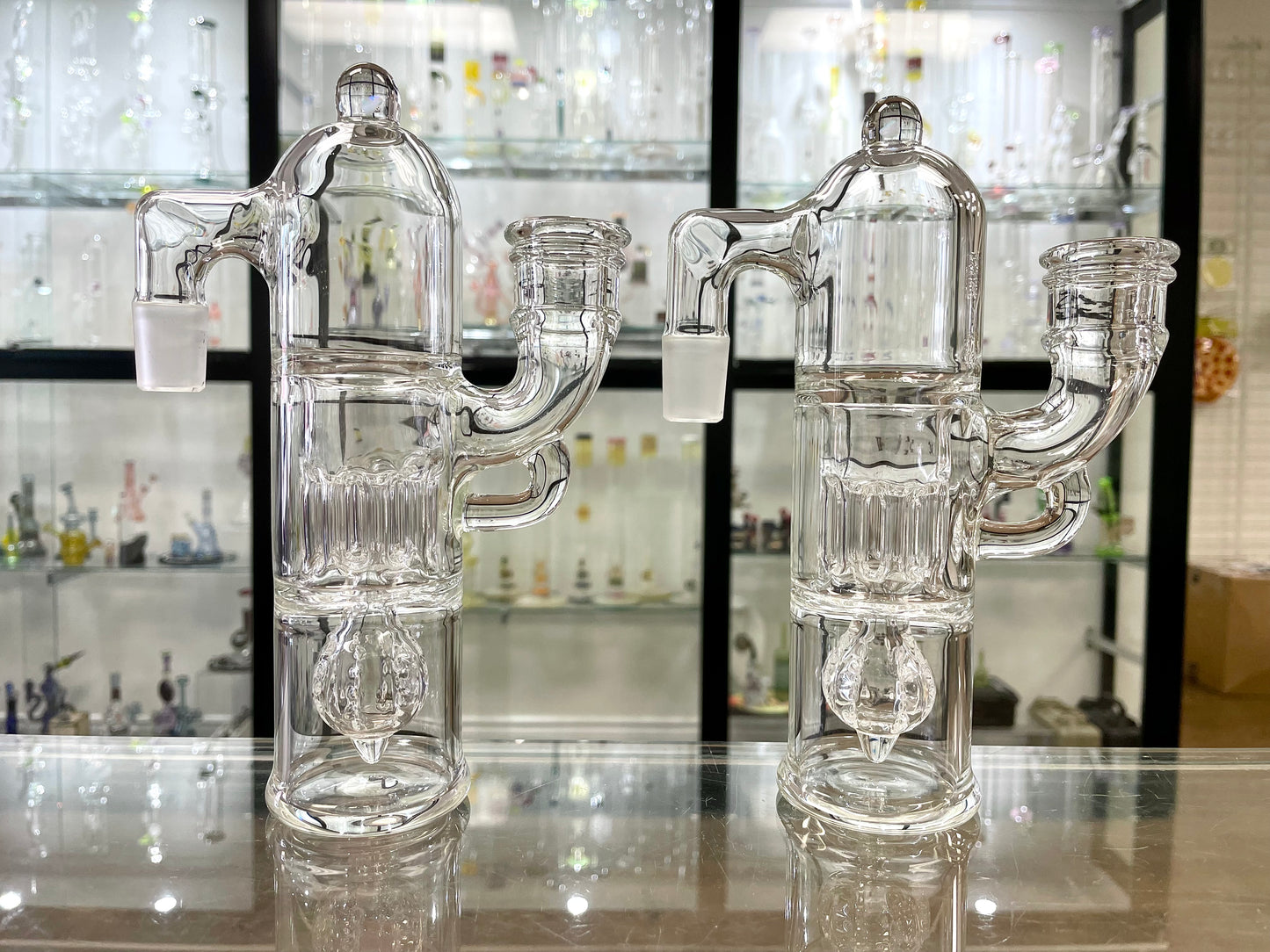 Blazed Pillar Ash Catcher 18mm 90 - Clear w/ Opal