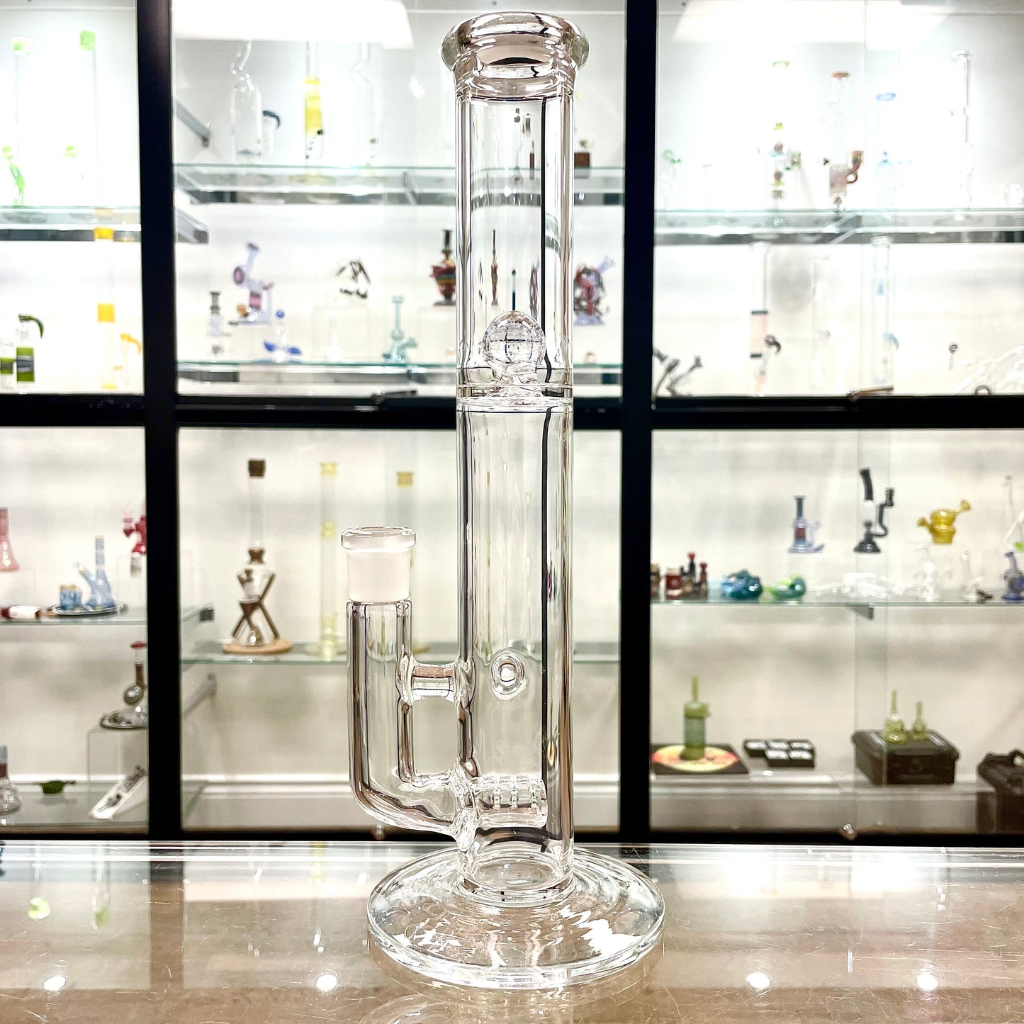 Green Belt 13” Stemline w/ Crushed Opal Marble Splash Guard Straight Tube