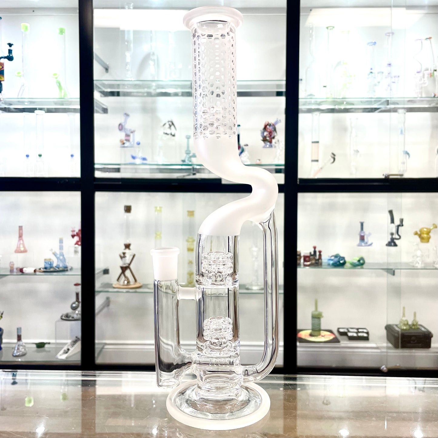 Gnob Glass Bent Neck Prototype Recycler w/ Sandblasting - #18