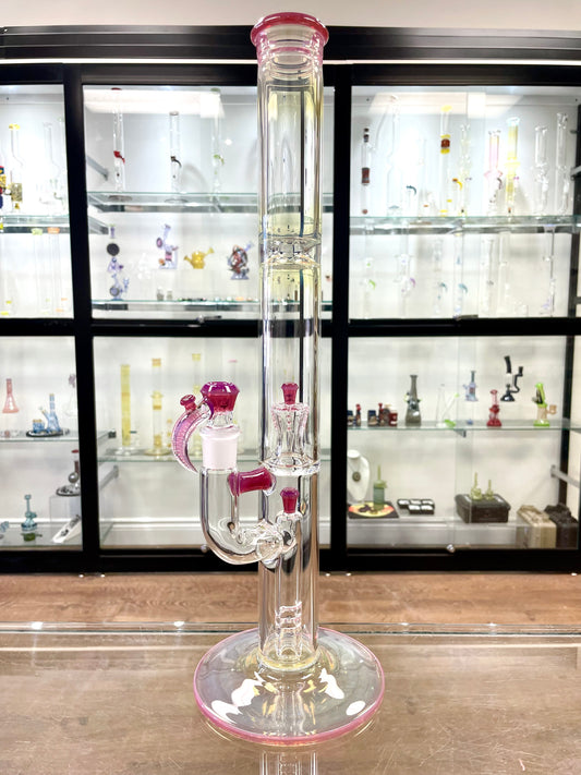 Jamms Straight Tube Set w/ Fumed Pillar to Diamond Perc  - Telemagenta w/ Opal Slide