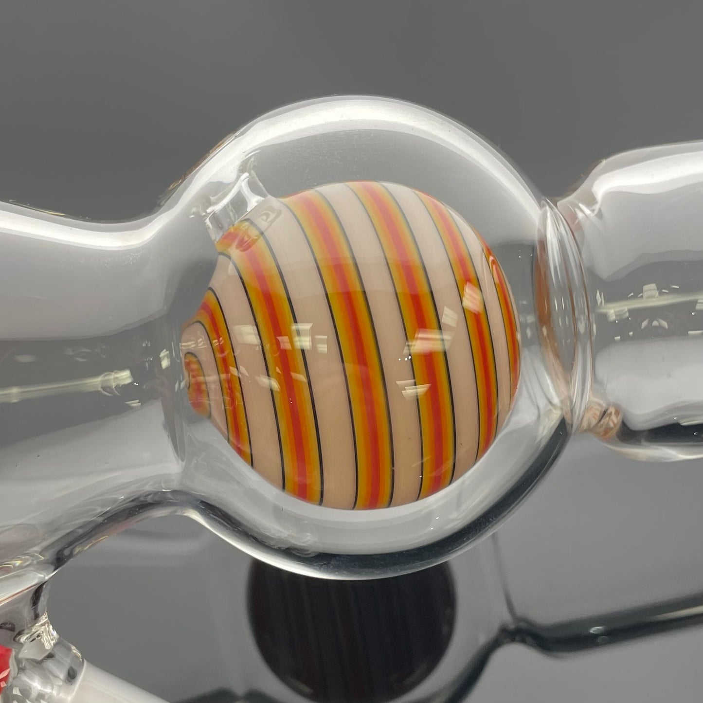 Full Zirkl Colour Accented Ball Beaker - Cherry & Line Work w/ Opals