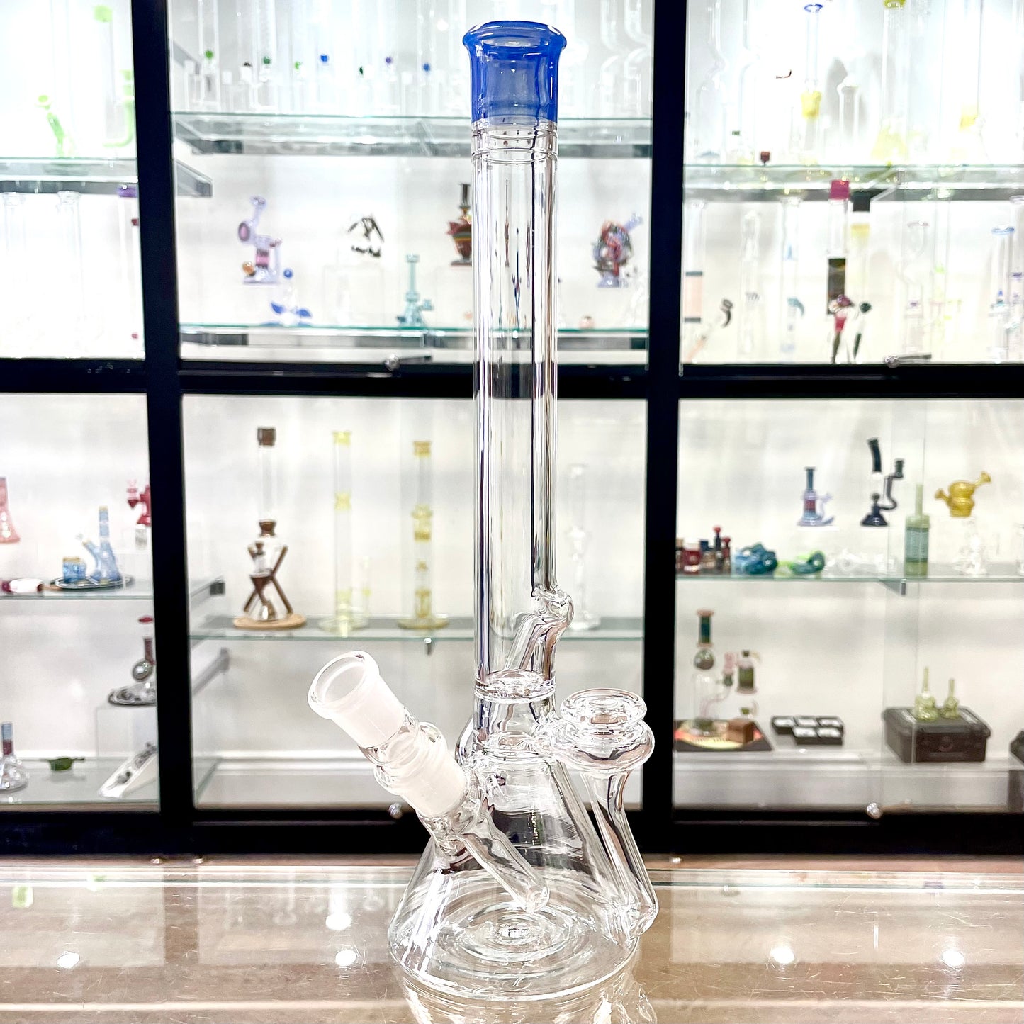 Discobox Colour Accented Removable Double Recycler Beaker - Cobalt Over Ghost