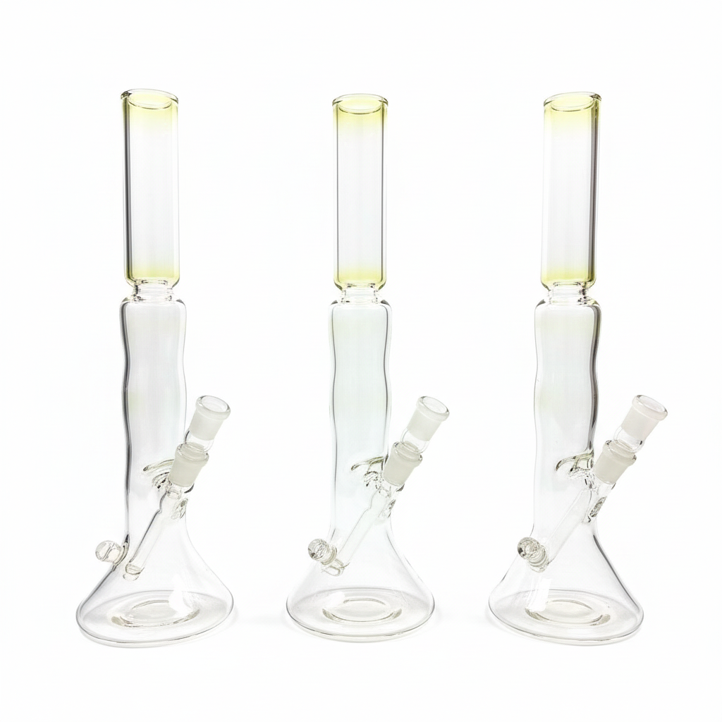 Mastah Glass Fumed 15" Hollow Foot Straight Tube w/ 18mm-18mm Stem