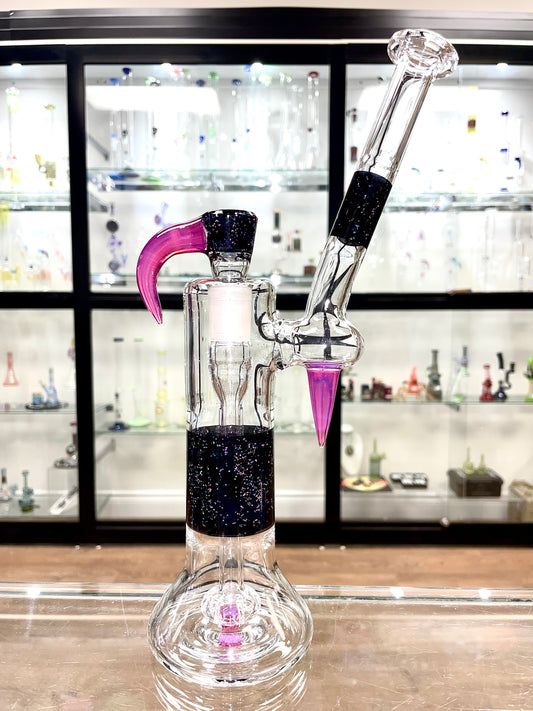 Green Belt Worked Bubbler - Crushed Opal over Jet Black w/ Telemagenta