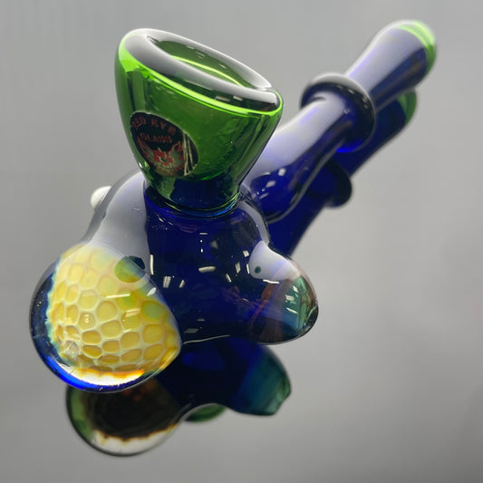 Red Eye Glass 6" Fumed Honeycomb Pipe - Blue & Green