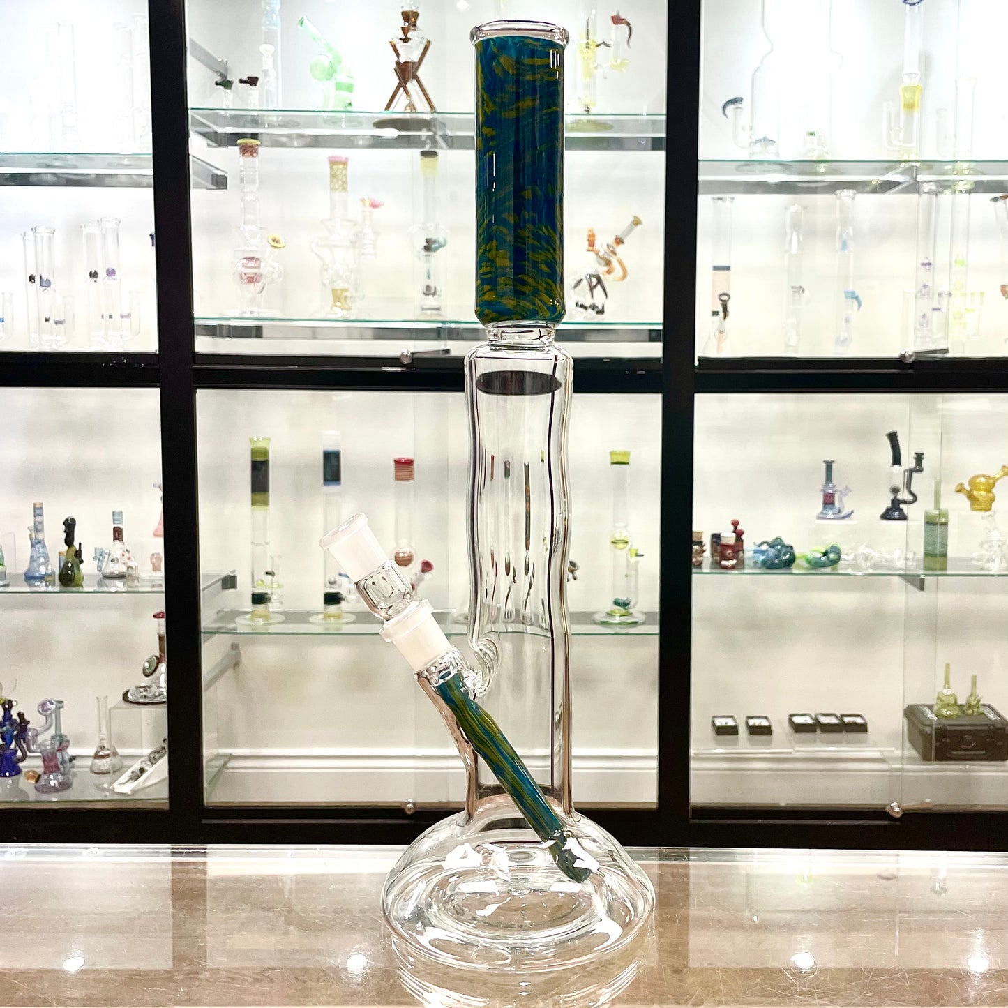 Mastah Glass Hollowfoot Frit Bong - Silk Sapphire