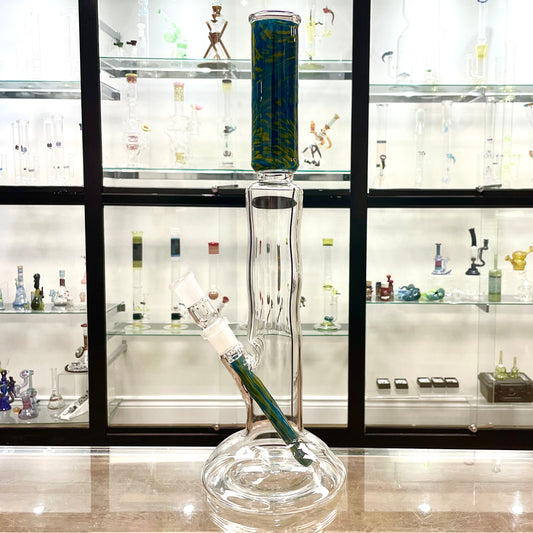 Mastah Glass Hollowfoot Frit Bong - Silk Sapphire