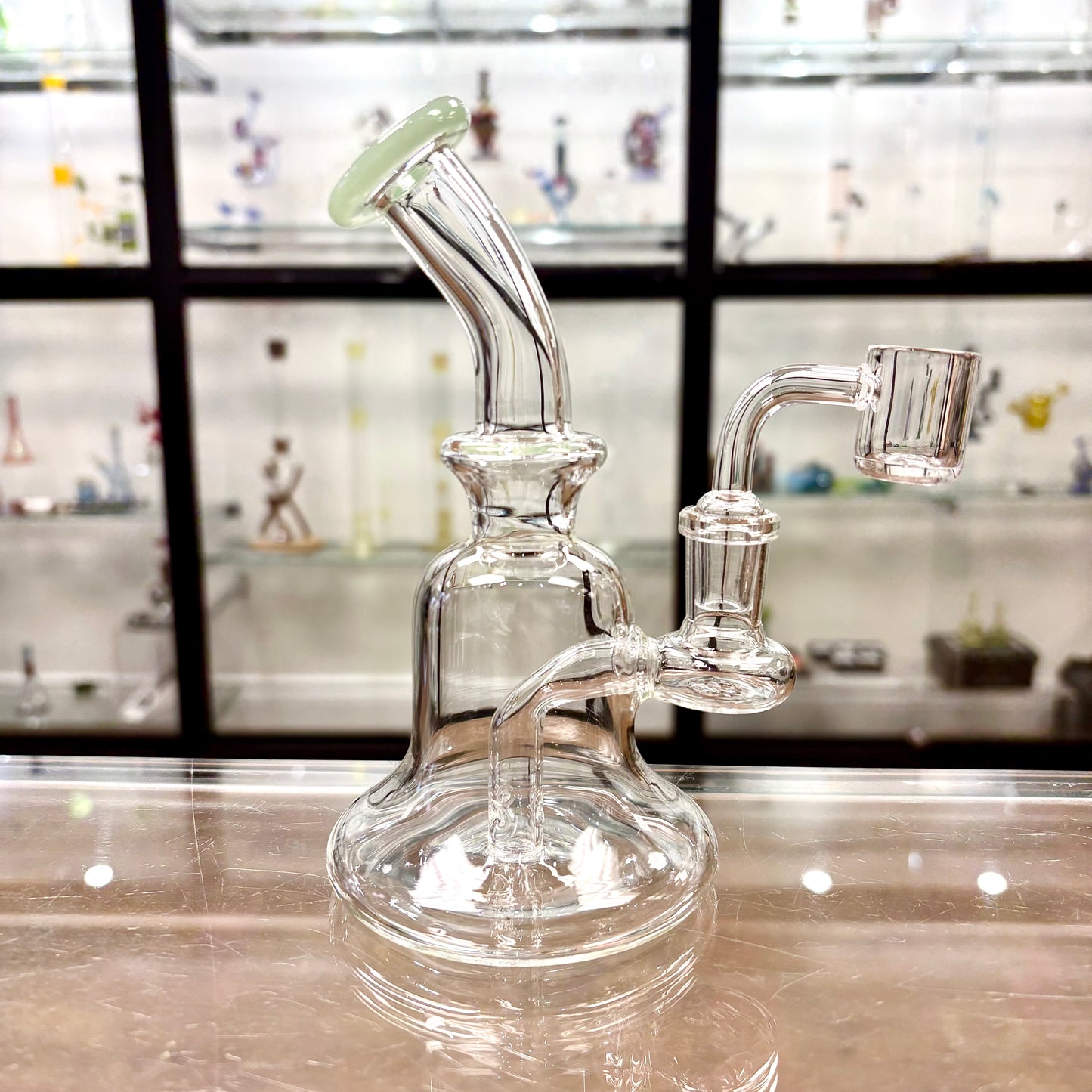 Unbranded 6.25" Bell Style 14mm Glass Dab Rig w/ Quartz Banger