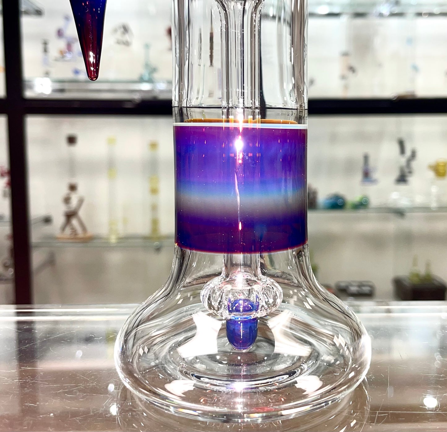 Green Belt Colour Accented Single Bubbler 18mm - Amber Purple