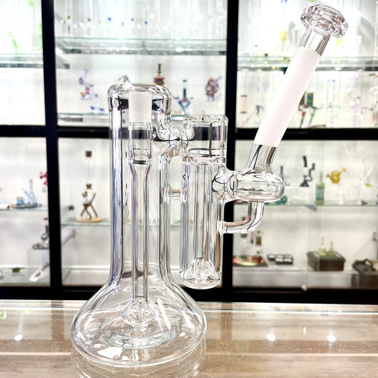 Green Belt Clear Double Bubbler 14mm w/ Sandblasted Neck