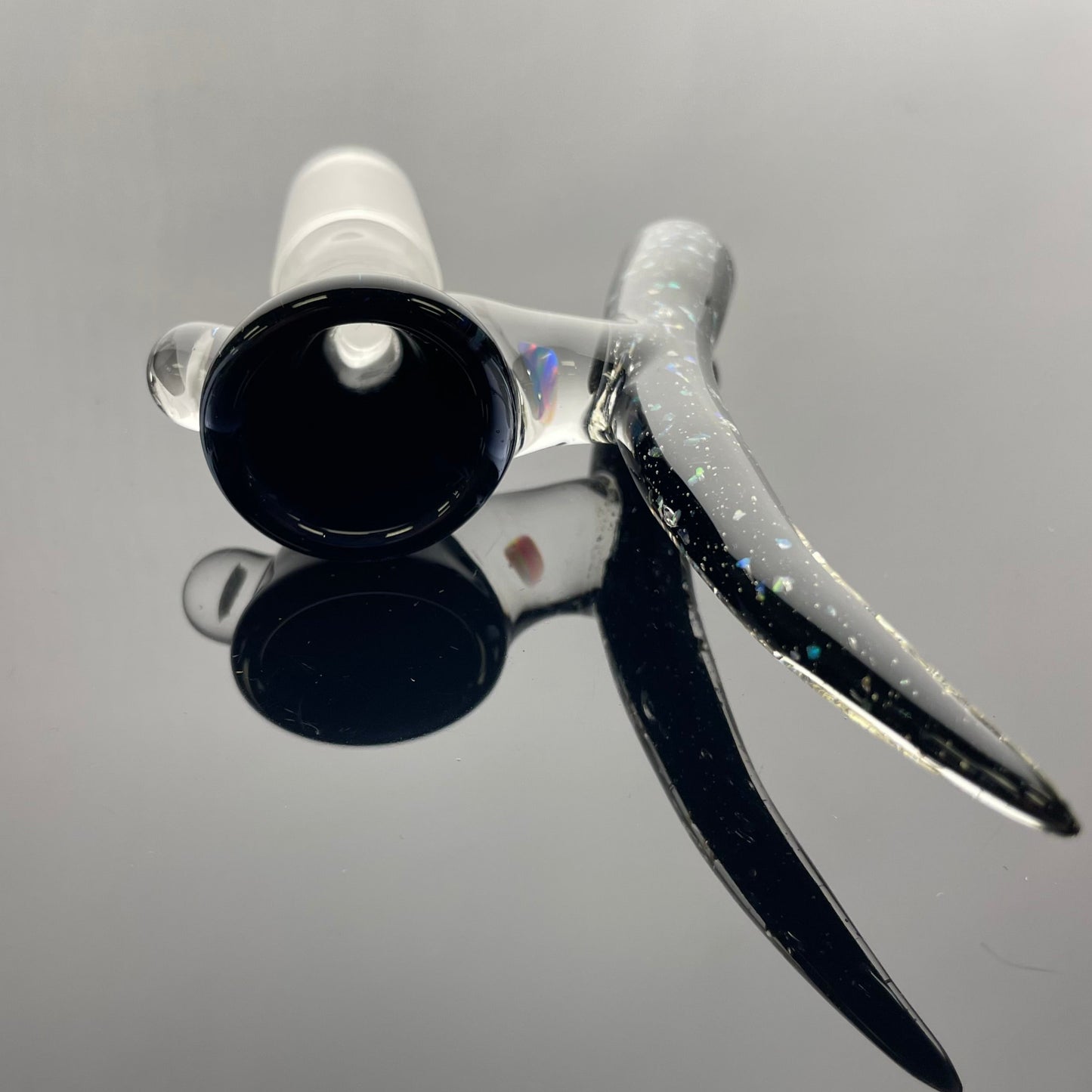T-Rex 18mm 1 Hole Cropal Over Black Bowl w/ Rainbow Opal