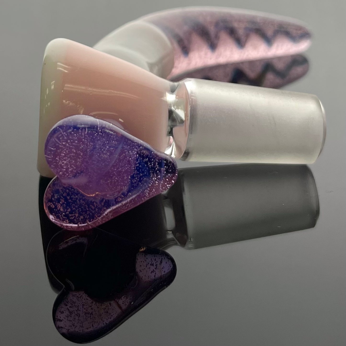 Glass With Jeremy 14mm Heart Bowl w/ UV Cane Horn - Various Colours