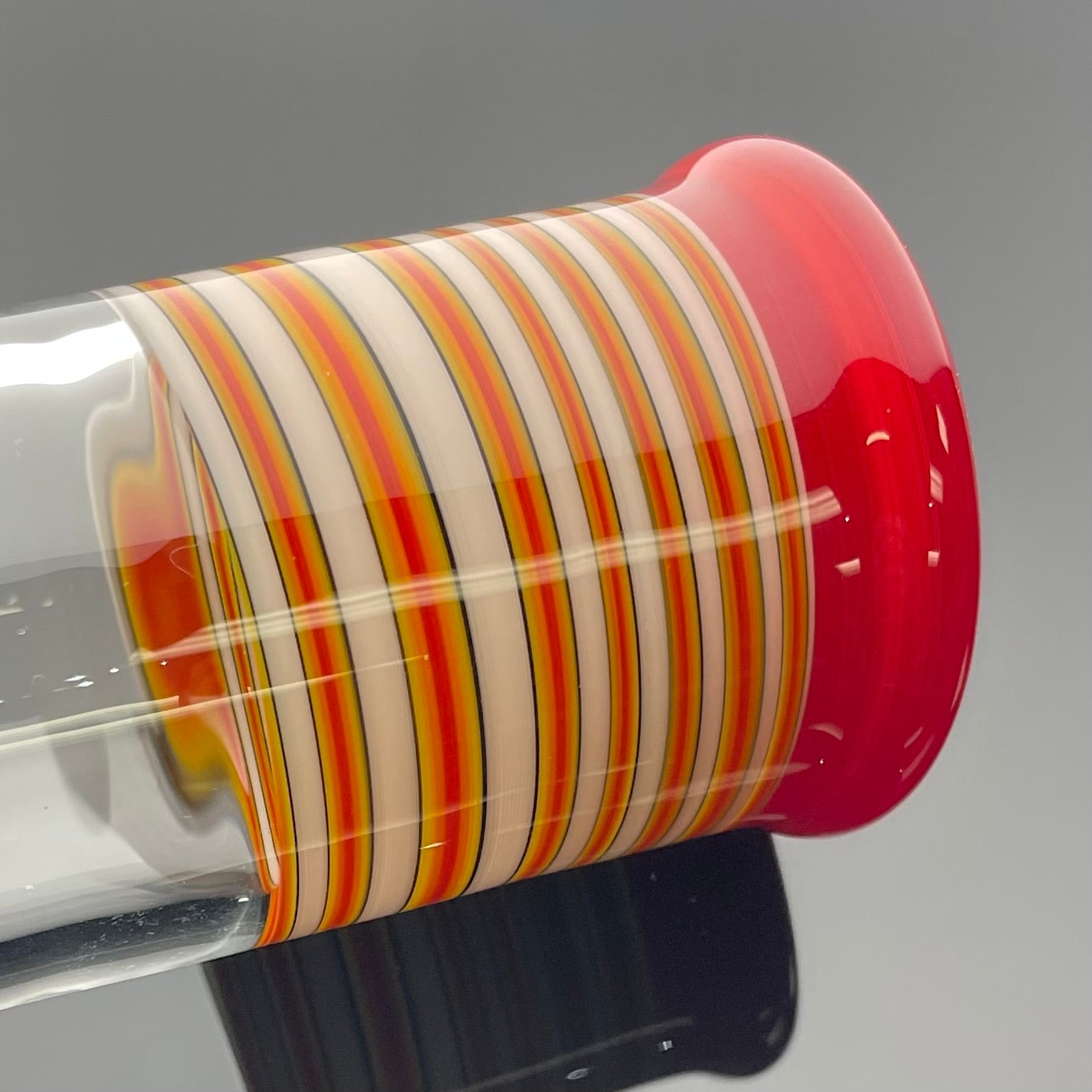 Full Zirkl Colour Accented Ball Beaker - Cherry & Line Work w/ Opals