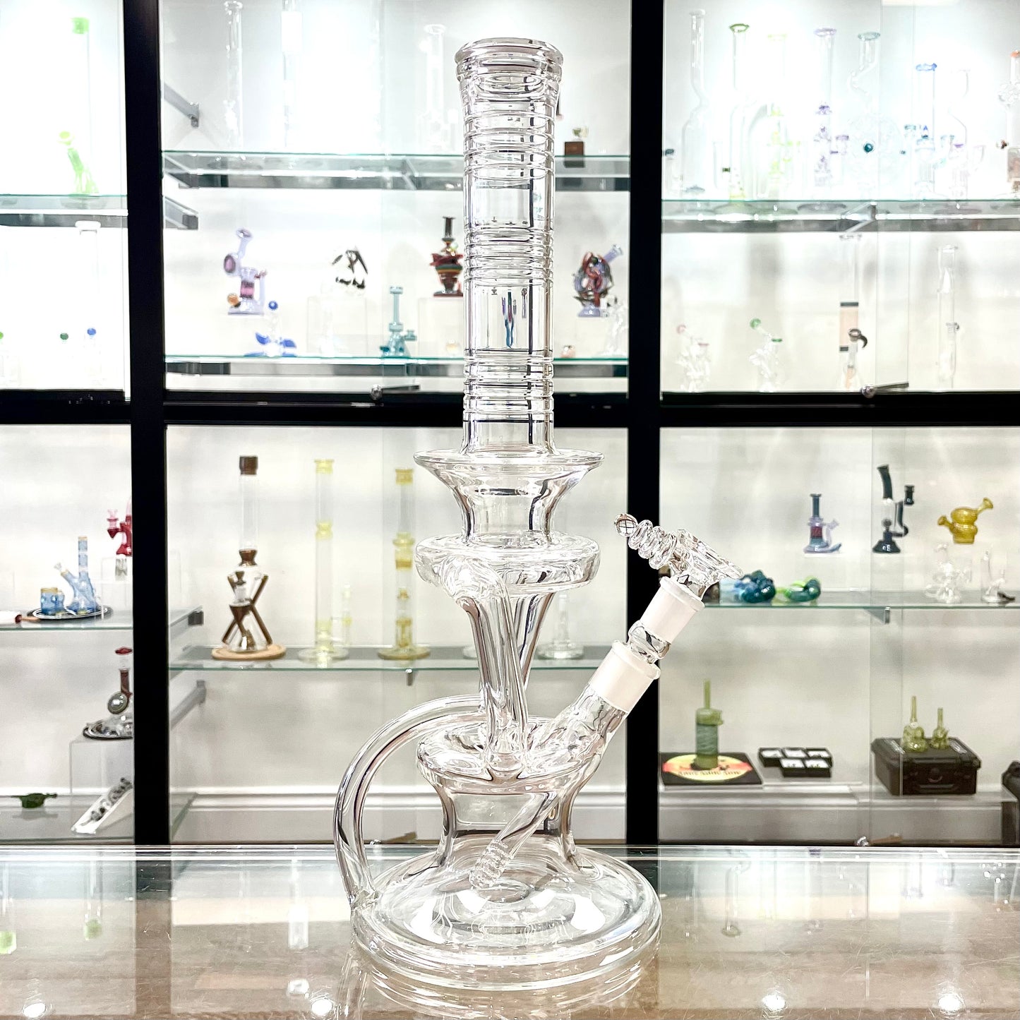 Red Heady Clear D.U.S.C. Recycling Tube w/ Lysergic Glass Art Downstem