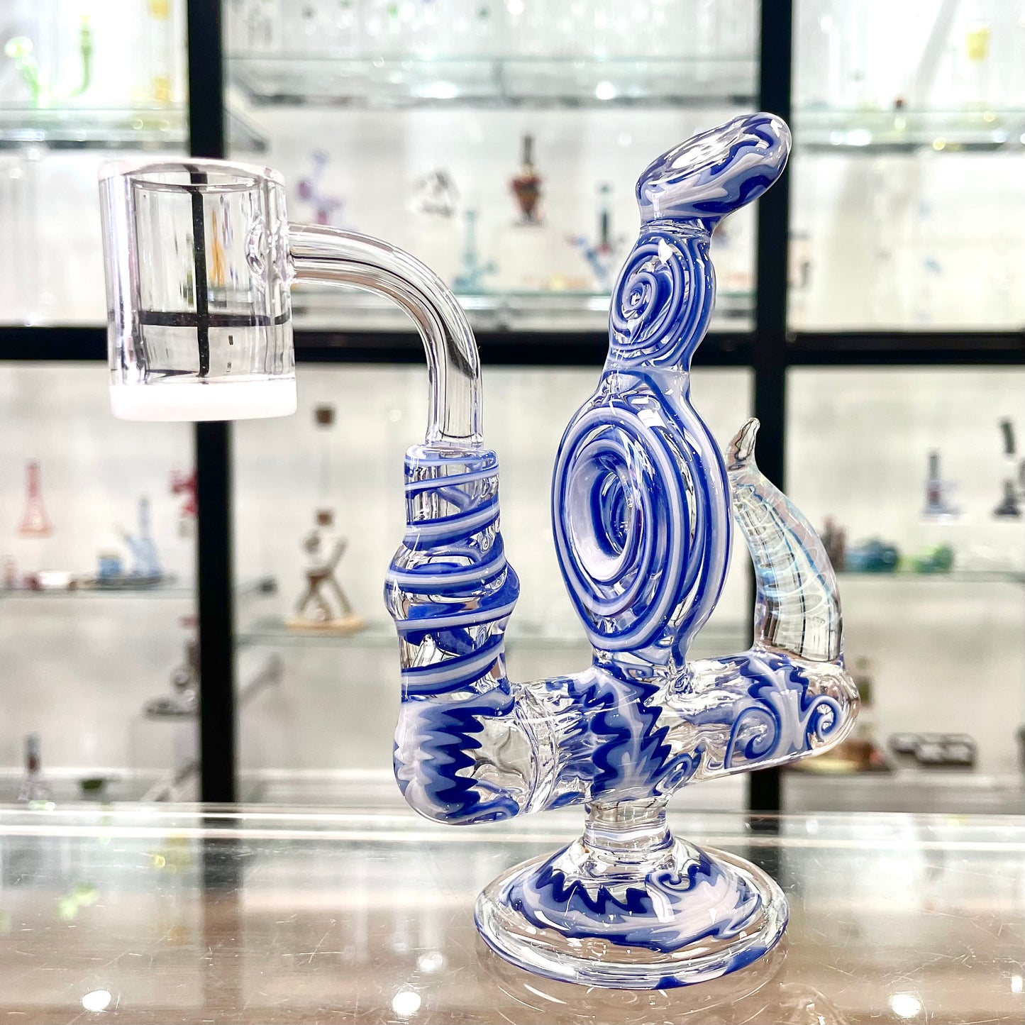 Red Beard Glass Worked 10mm  Mini Donut Inline w/ Quartz Banger