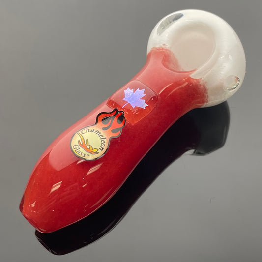 Chameleon Glass 4" Canada Hand Pipe - Red/White