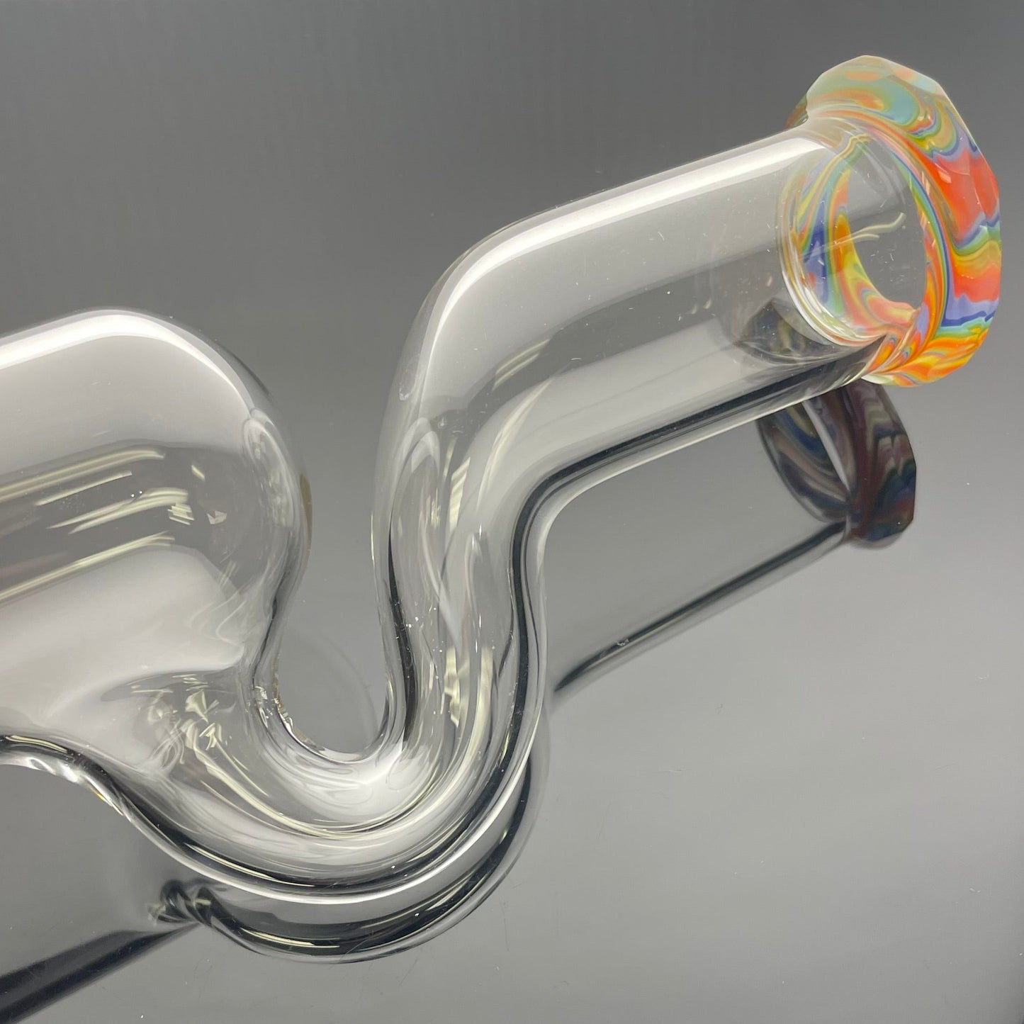 Blazed Worked Mini Pillar w/ Bent Neck & Hollow Foot - Wavy Gravy