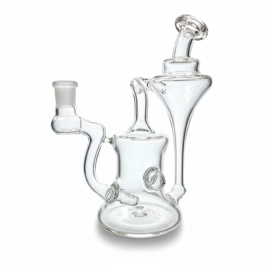 Green Belt Clear 14mm Recycler w/ Rainbow Opal