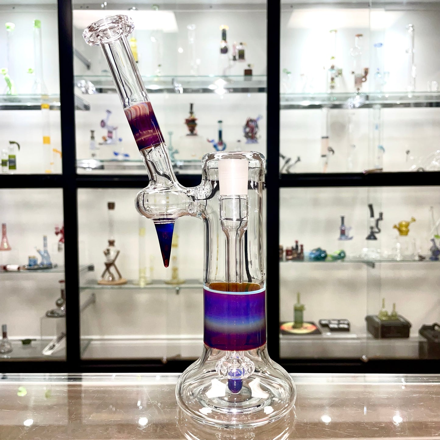 Green Belt Colour Accented Single Bubbler 18mm - Amber Purple