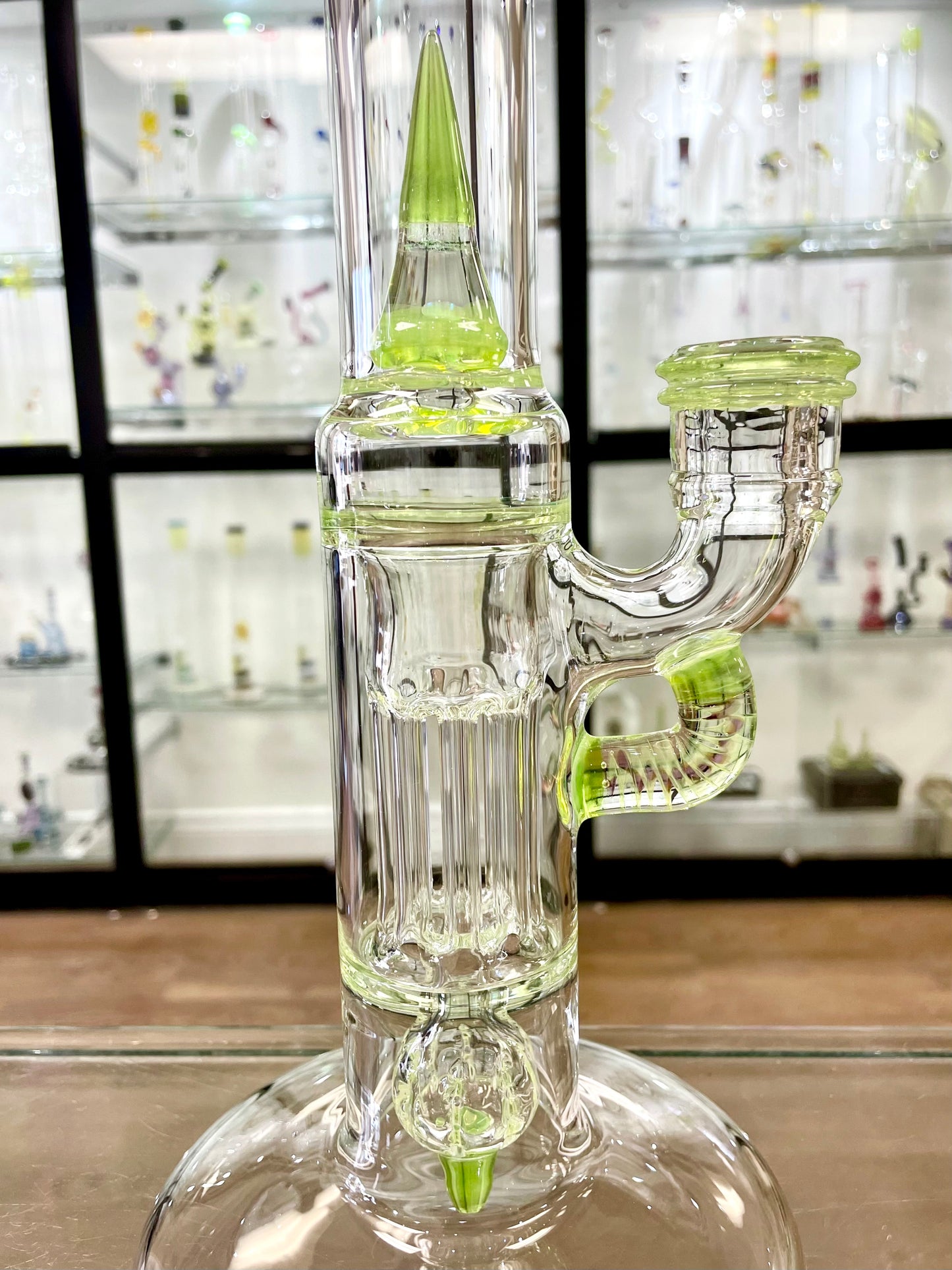 Blazed Mini Pillar Tube w/ Hollow Foot & Straight Neck (Double Bore) - Ectoplasm w/ Opal