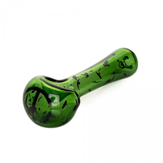 Red Eye Glass 4.5" Crow Spoon Hand Pipe - Green