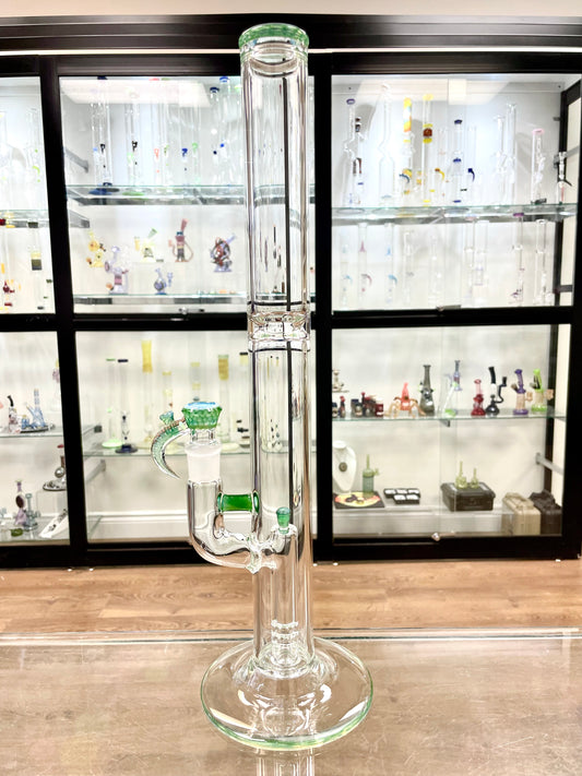 Jamms Straight Tube w/ 180° Pillar Perc - Green Stardust over Ghost w/ Honeycomb Accents