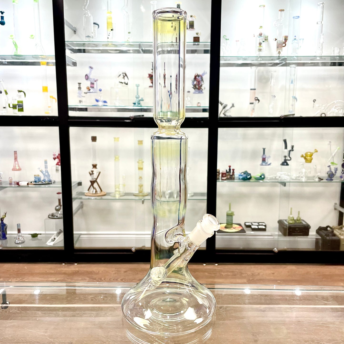 Mastah Glass Fumed 15" Hollow Foot Straight Tube w/ 18mm-14mm Stem