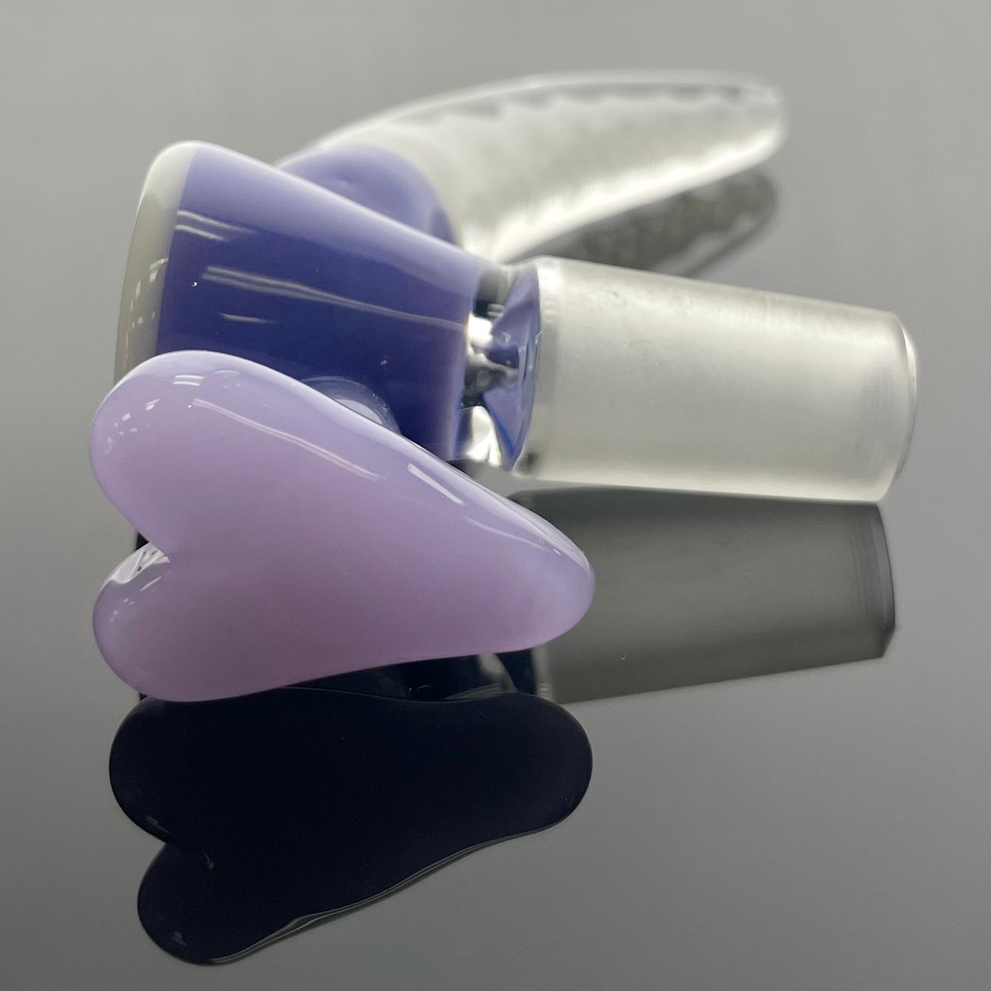 Glass With Jeremy 14mm Heart Bowl w/ UV Cane Horn - Various Colours