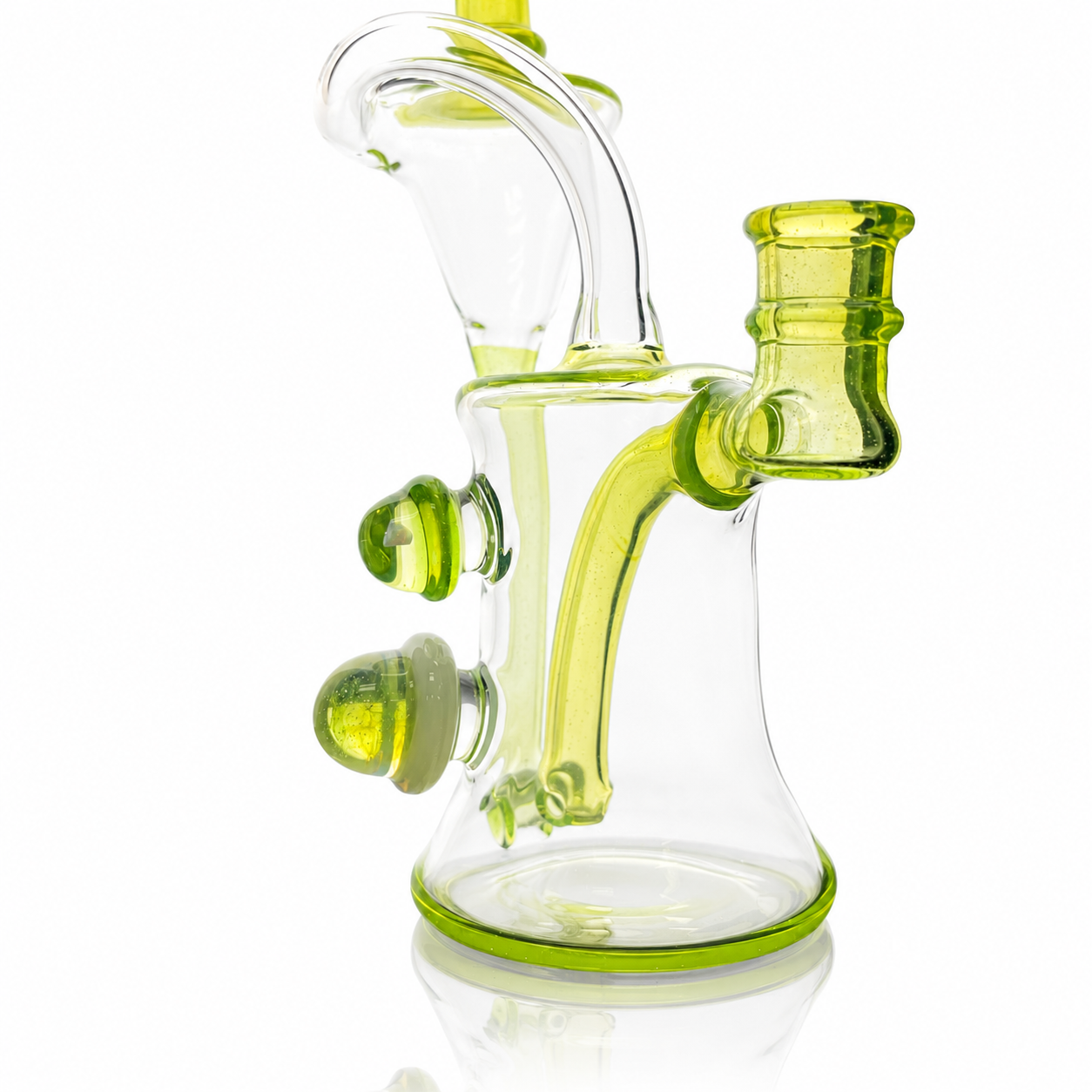 Clarks Glass 14mm Partial Colour Recycler - Limeaid w/ Ion (UV)