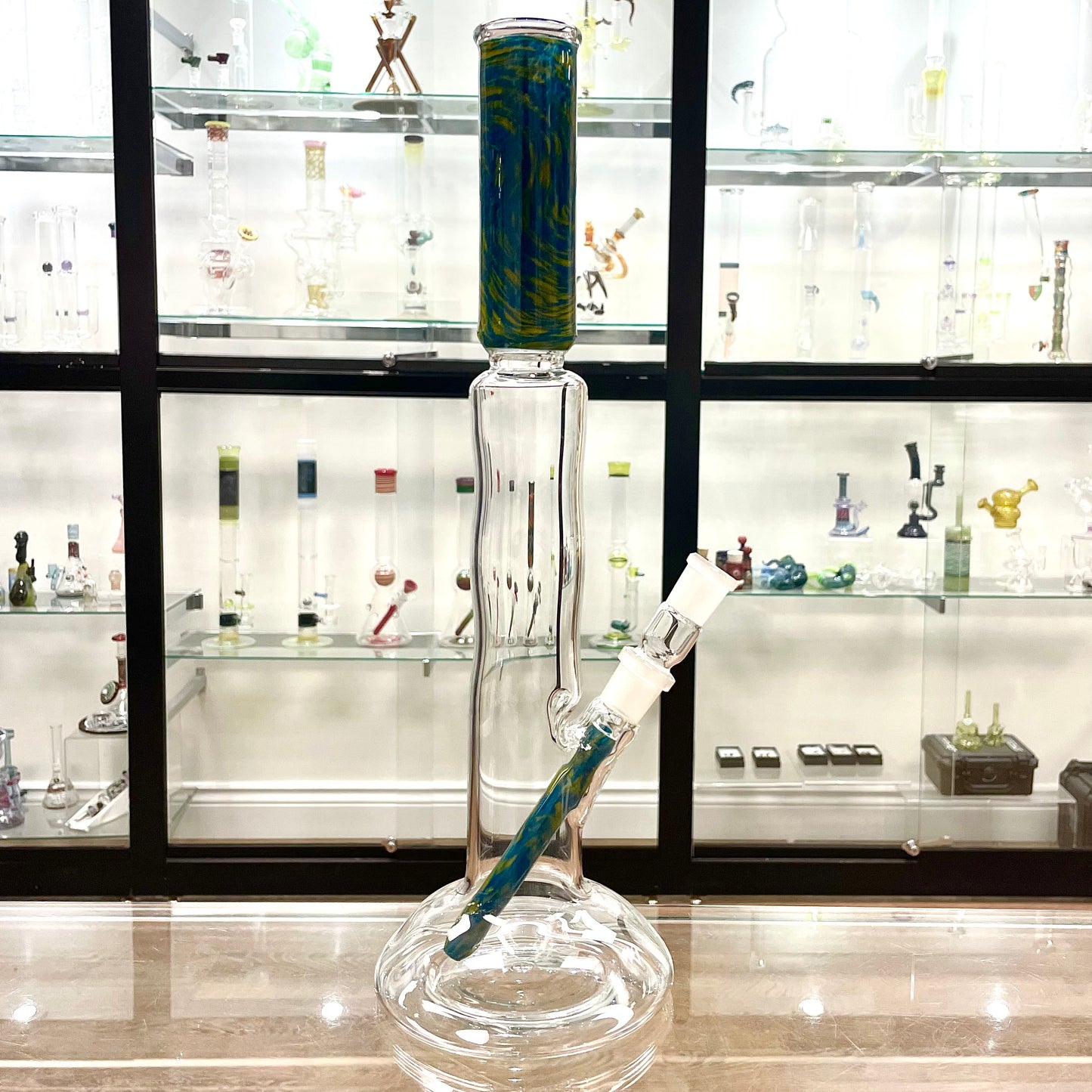 Mastah Glass Hollowfoot Frit Bong - Silk Sapphire