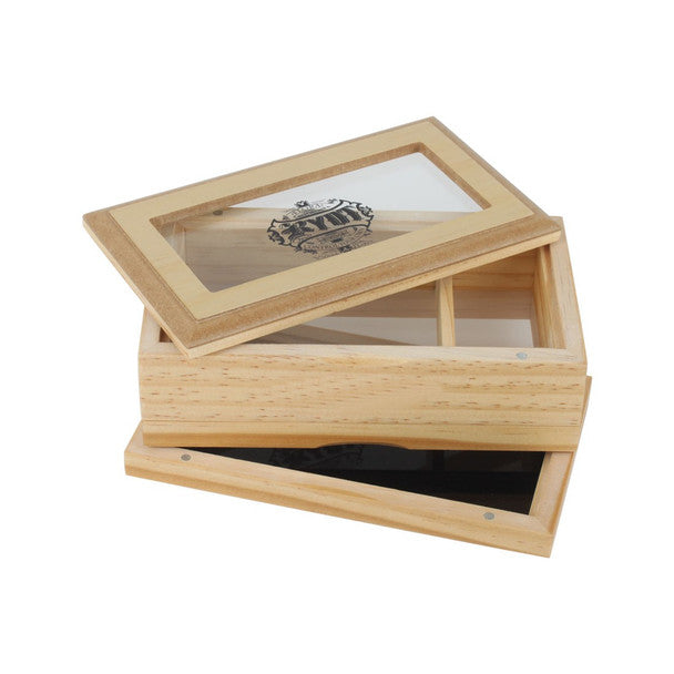 RYOT 4x7 Glass Top Sifter Box - Natural Finish