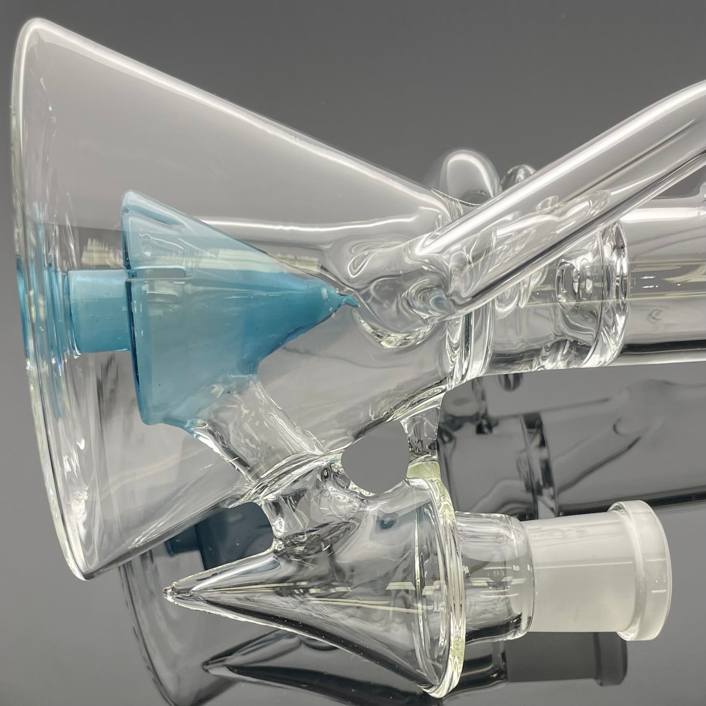 Discobox Colour Accented Fixed Double Recycler Beaker - Blue Stardust w/ Atomic Stardust & Aqua