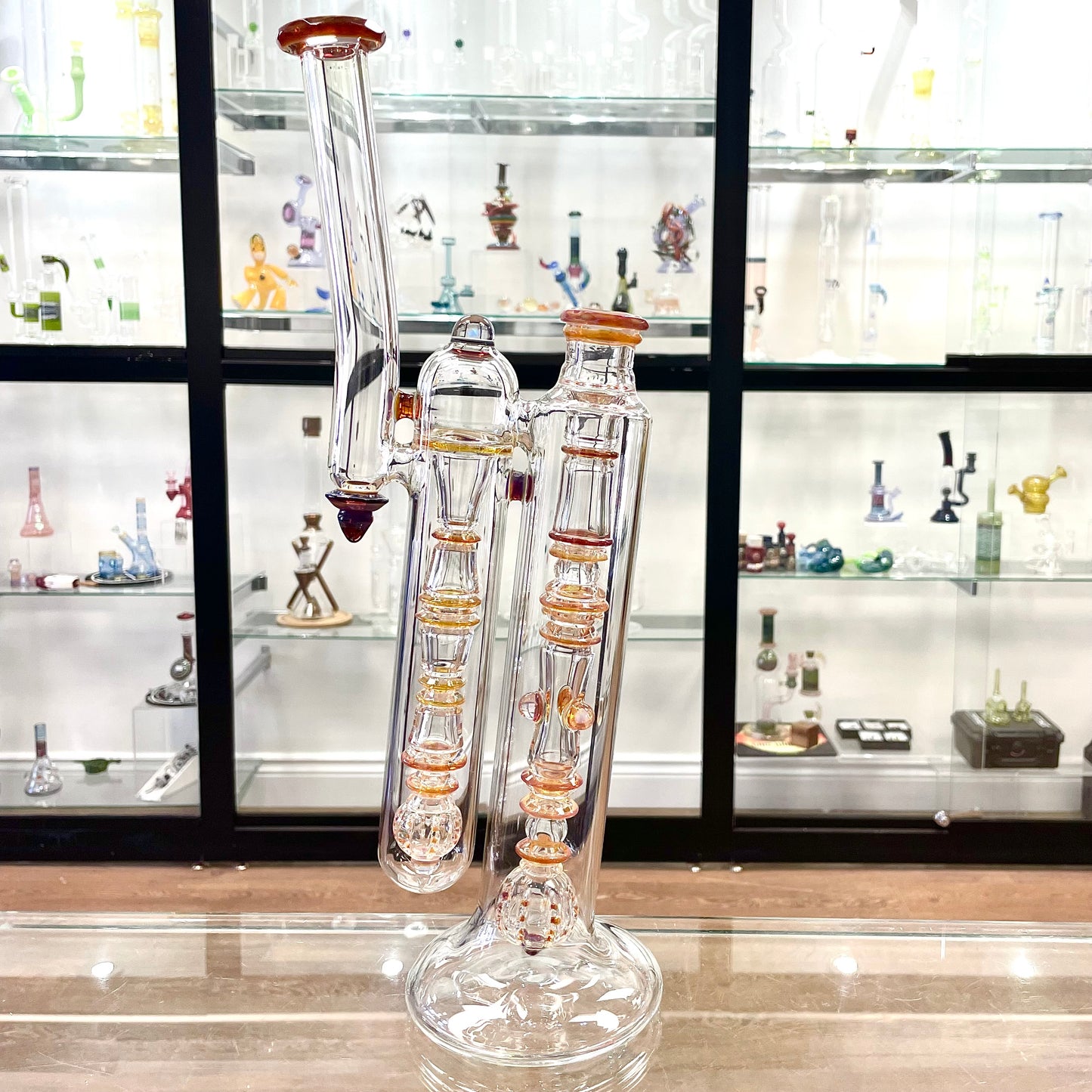 Blazed Colour Accented Double Bubbler - Amber Purple