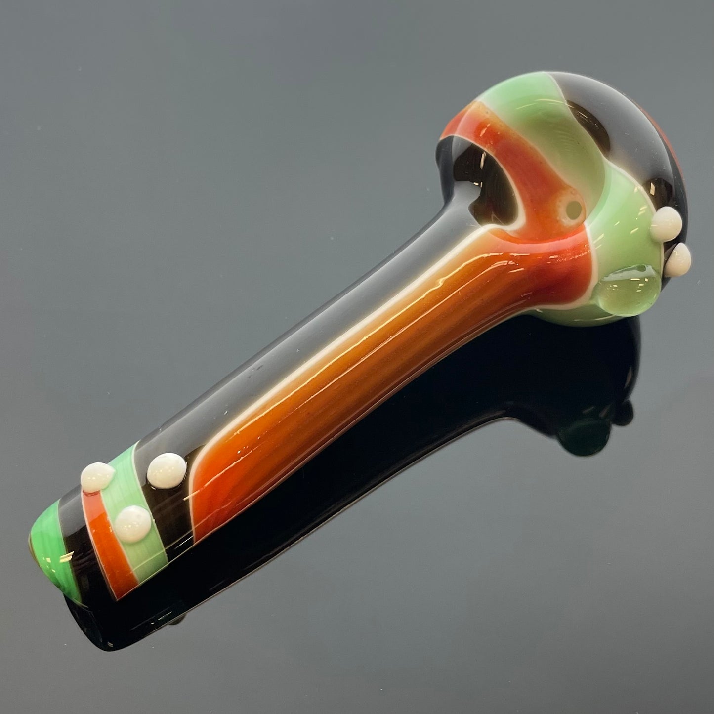 Unbranded 4.75" Cream Stripes w Marbles Glass Hand Pipe - Various Colours