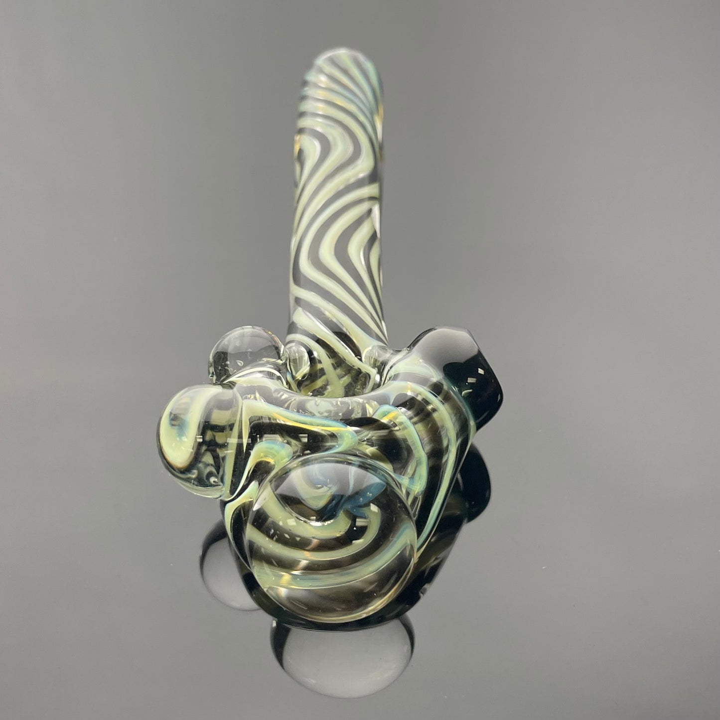 Shine Glass 4.25" Slyme & Black Linework Hand Pipe