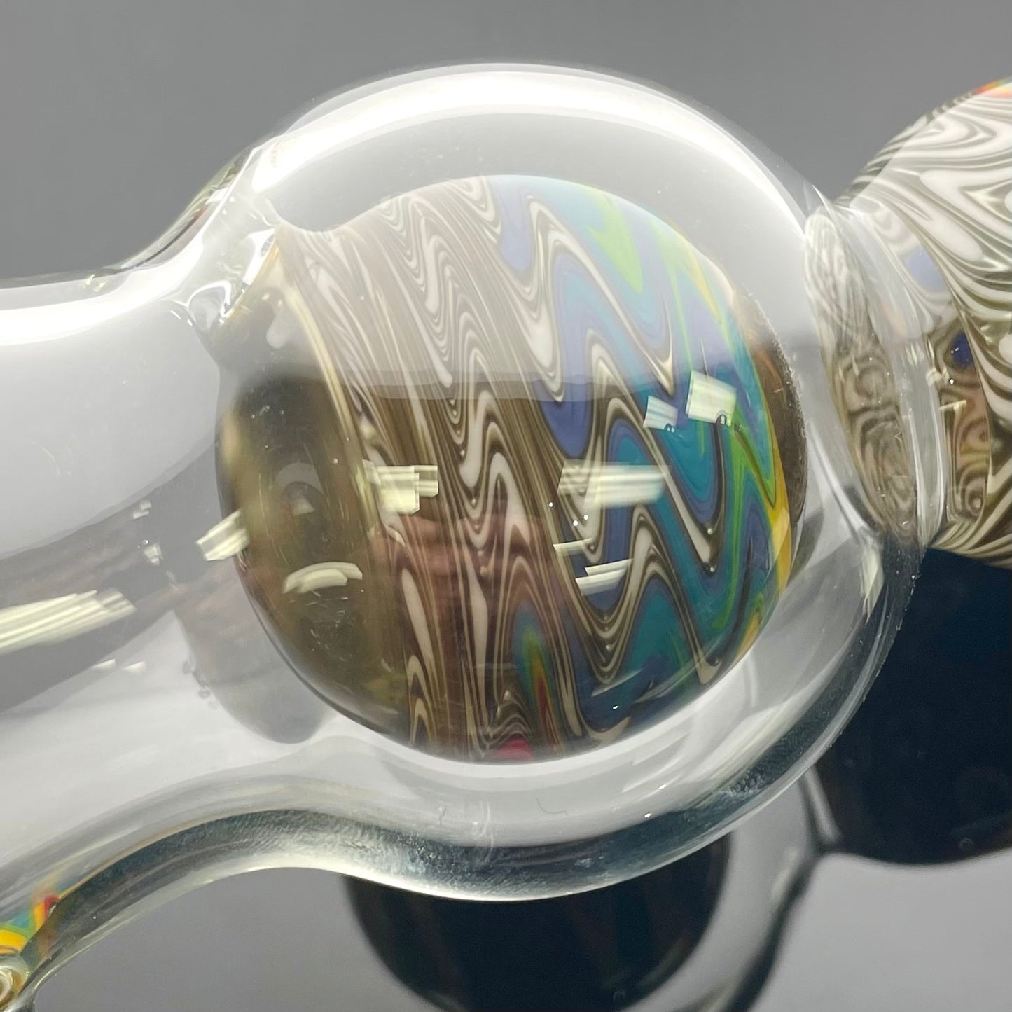 Full Zirkl x Pyrosophical Worked Ball Beaker - Electrum & Rainbow Line Work